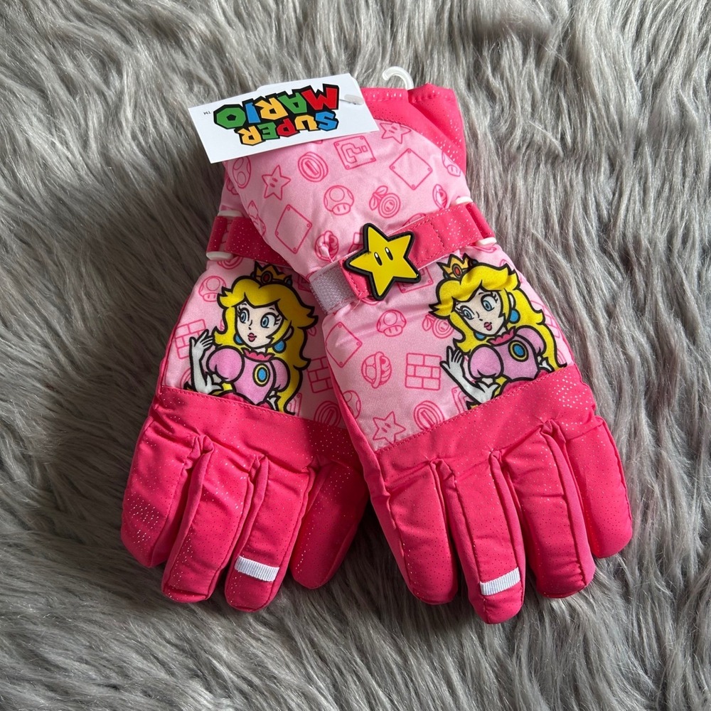 Nintendo Super Mario Snow Gloves‎ Girls Size Large/XL Pink